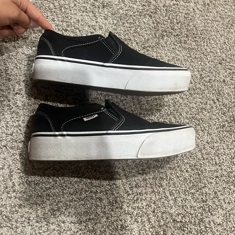Black platform slide on vans